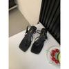 2025 summer new toe sandals design sense square head open toe stiletto sense fashion casual high heels women