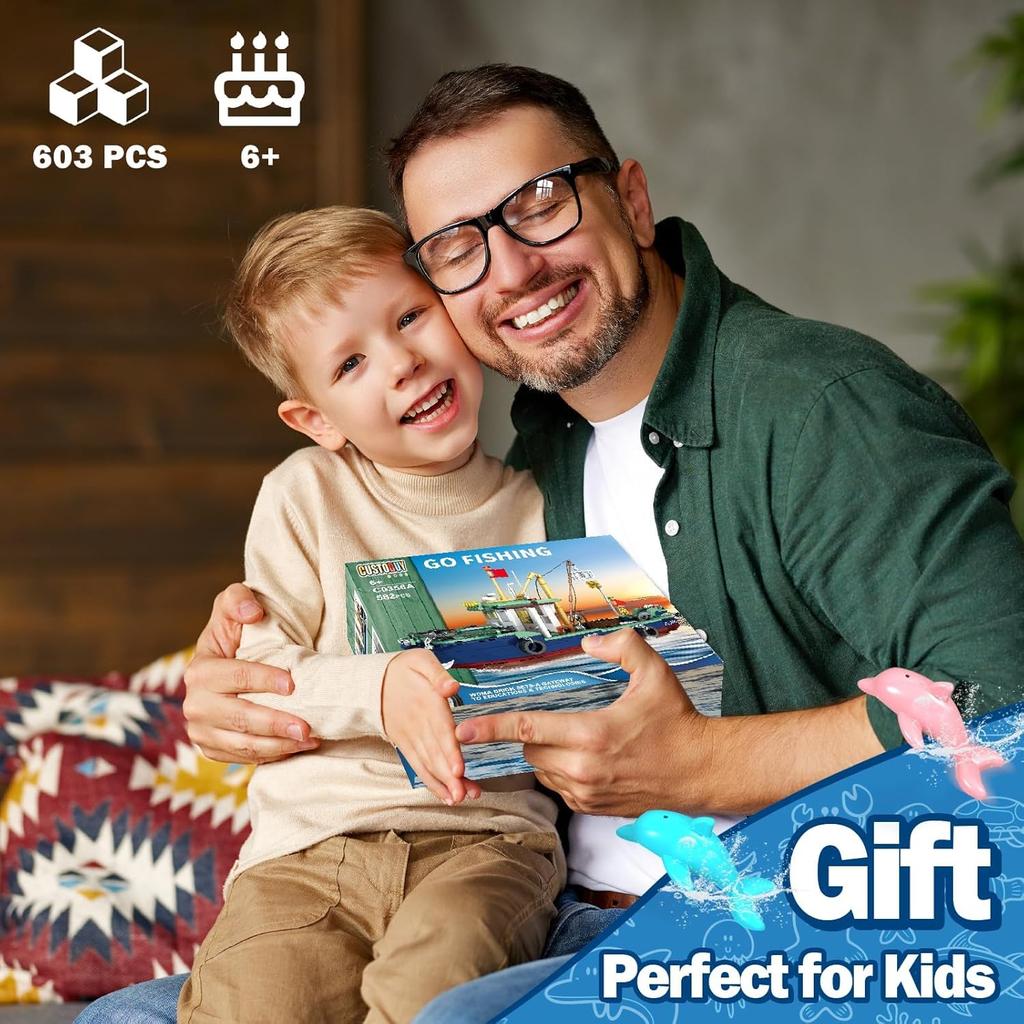 Ocean Explorer Ship Building Set, 603 PCS City Exploration Boat Building Block Kit Toys, Birthday for Boys and Girls Ages 6 7 8 9 10 11 12+ Year Old