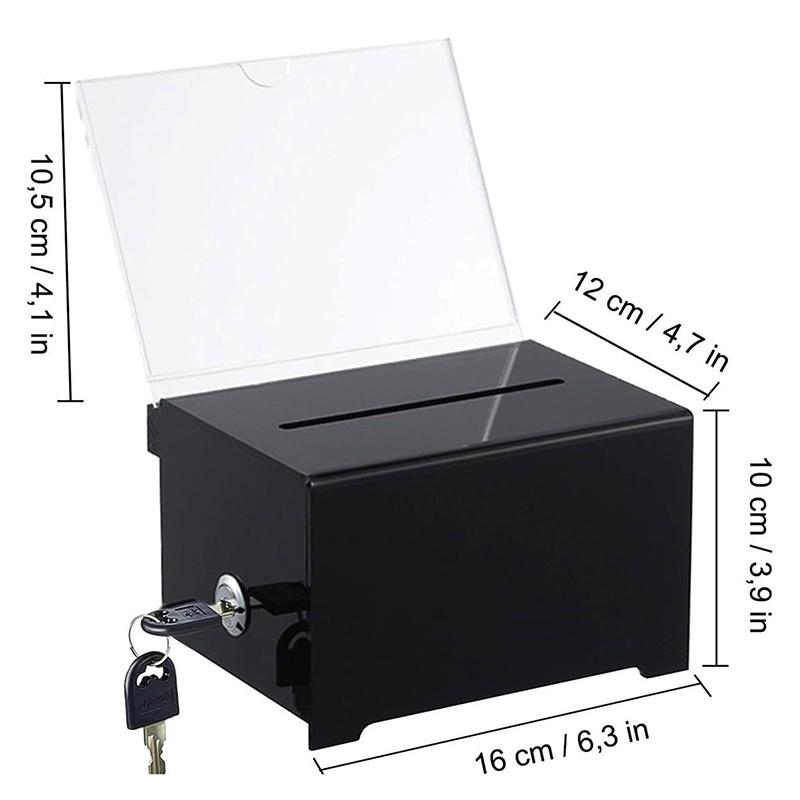 Transparent Acrylic Donation Box Multipurpose Storage Container Portable Suggestion Box With Lock Minimalist Donation Box