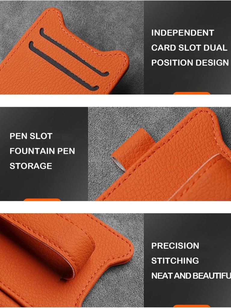 Sunglasses Holder for Car Visor, Magnetic Leather Glasses Eyeglass Clip, With Ticket and Pen Clip