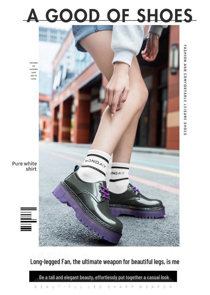 Women's Retro Thick-Soled Leather Loafers - Height-Increasing, Non-Slip, Low-Top, Casual Martin Boots