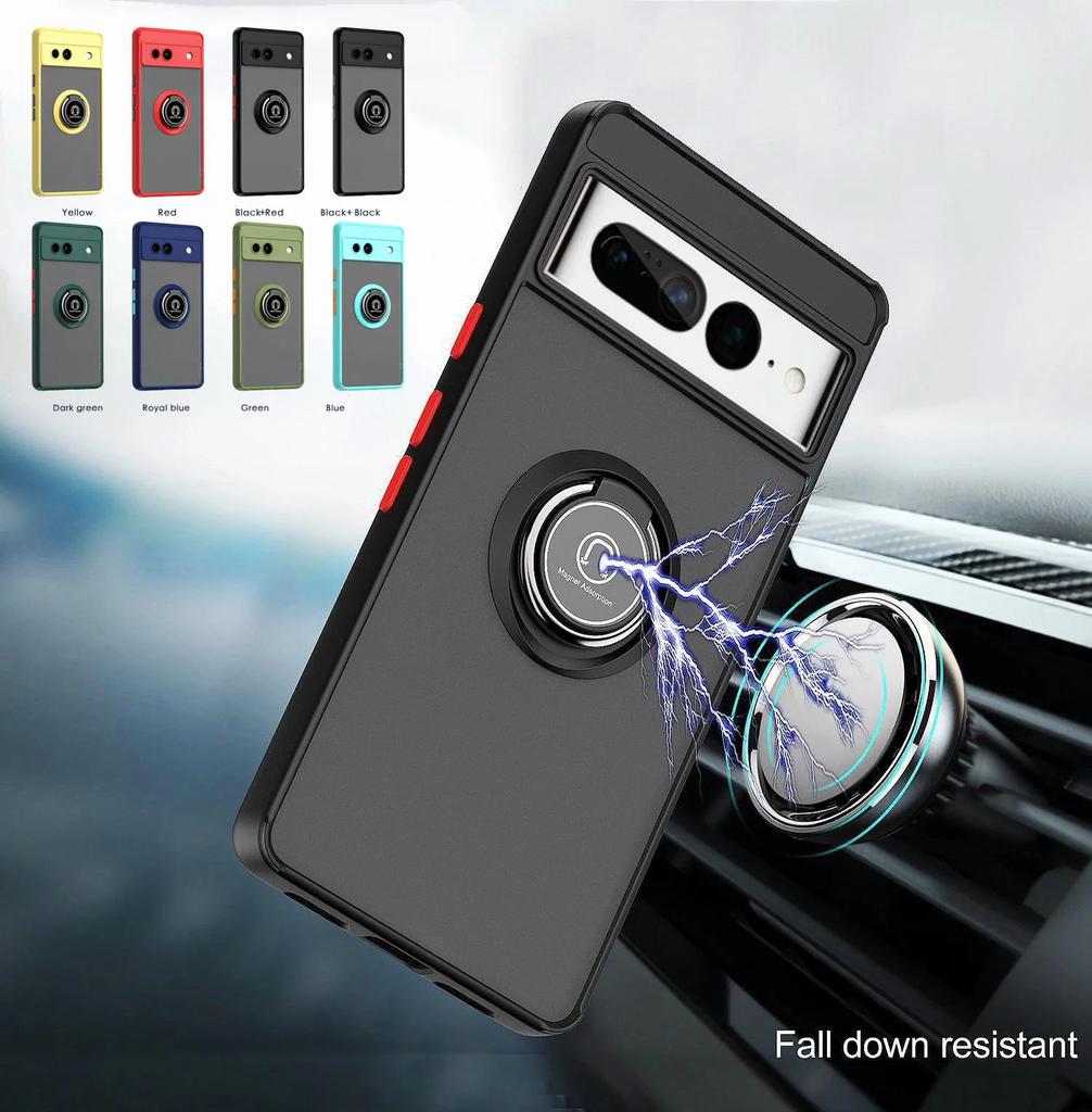 Armor Matt Deksel For Google Pixel 9 Pro 8A 8 7A 7 6 Pro Deksel Ring Magnetisk Holder Stativ Støtsikkert Coque Fundas