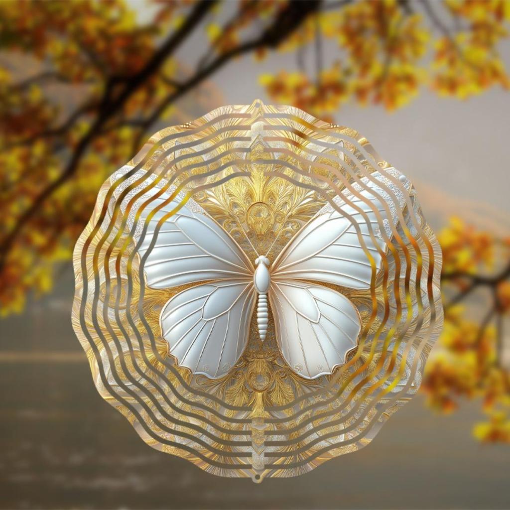 10 Inch Outdoor Wind Chime for Garden Patio and Spring Summer Decor Durable Metal Hanging Ornament with Rotating Design Easy Hook Installation