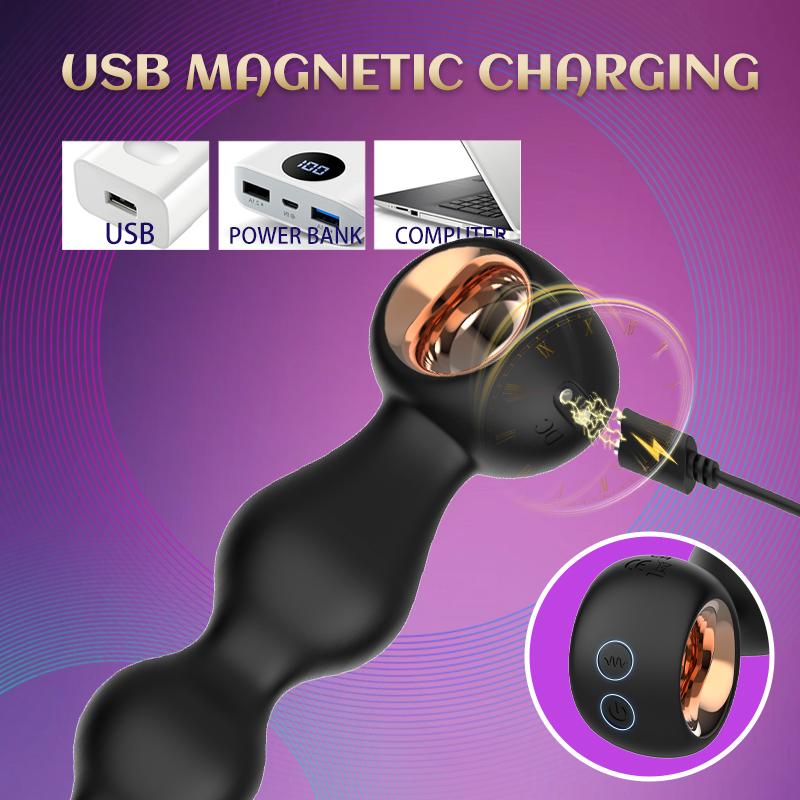 7 Beads Ribbed Silicone Anal Butt Plug Vibrator 10 Vibration Dildo Male Prostate Massager Adult Sex Toys for Men Women Couple Insert Masturbator 2026