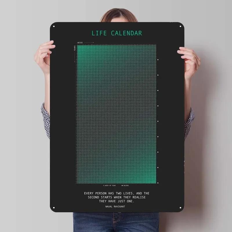 

Календарь жизни Хронология Мотивационные цитаты Металлический постер Аксессуары для предметов домашнего декора Металлические жестяные таблички для настенного художественного оформления 7.9x11.8In(20x30cm)