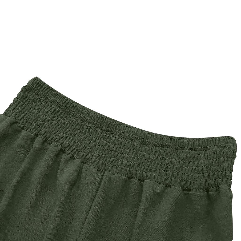 Women's Fashion Holiday Trousers Casual Tight Waist Wide Leg Pants