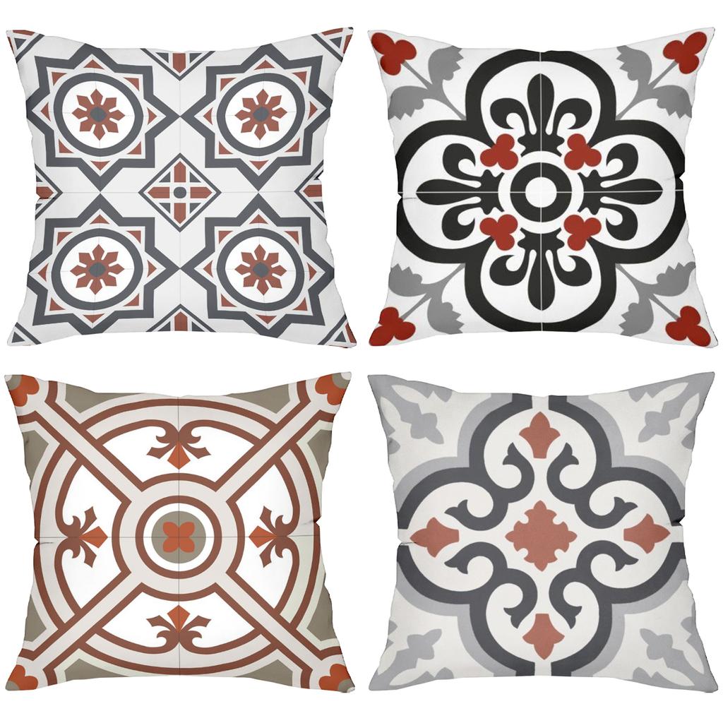Bohemian Tile Pattern Decorative Throw Pillow Covers Pattern Cushion Cover Suitable for Sofa Bedroom Car Pillow Cover
