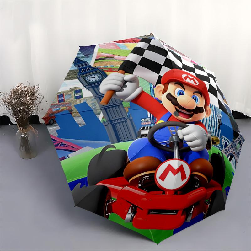 1pc Mario Kart Racing Automatic Open/close Folding Portable Umbrella with 8-Rib Structure for Women/Men, All-Season Use  A0901154