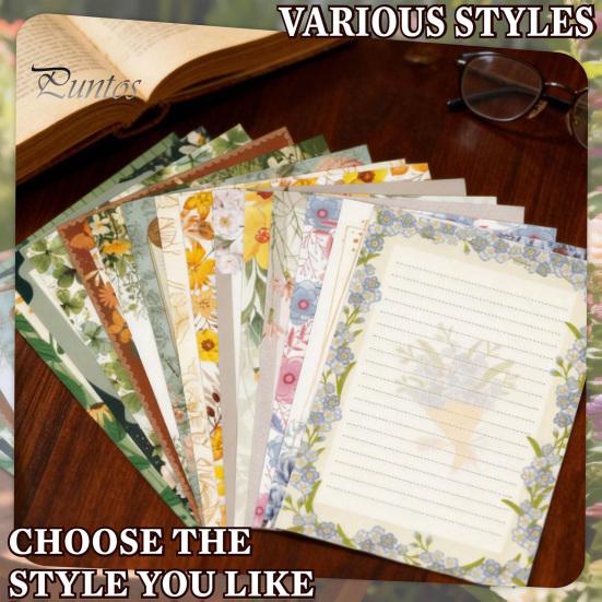 Floral Stationery Set 5Pcs Butterfly Paper Envelope Set, Vintage Writing with Lined Artistic Message Pages, Letter Kit for Letters, Greeting Messages,
