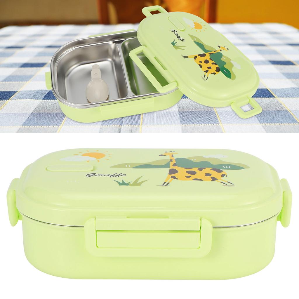 Insulated Lunch Box Leak Proof Stainless Steel Bento Box Japanese Food Children Container(Green )