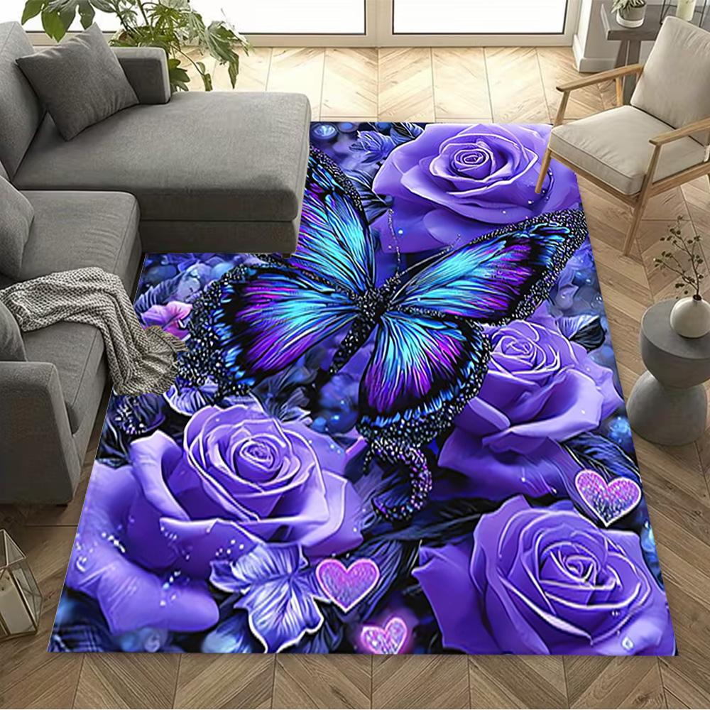 1pc Home Carpet Butterfly Design Non Slip Office Decor Gift Living Room Bedroom