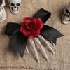 1pc Lightweight Gothic Skeleton Hand Hairpin Rose Design Secure Hold Accessories For Haunted Event