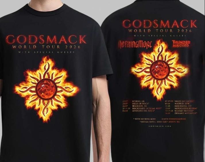 Godsmack World Tour 2026 Europe Schedule Tour Dates Two Sided T-Shirt Unisex T-Shirt XL