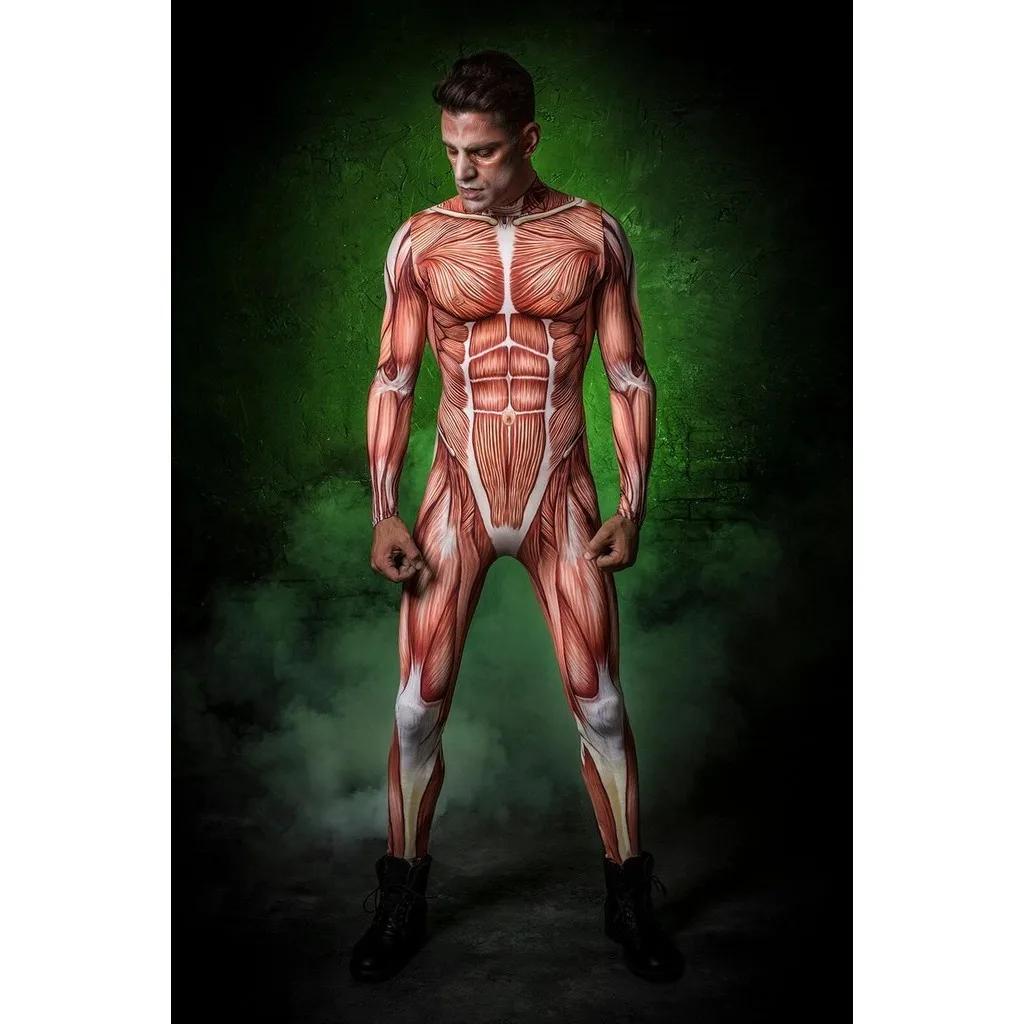 3D Digital Printing Stage Performance Costumes Adults Halloween Events Carnival Theme Party Cosplay Outfit Pretend Game Jumpsuit