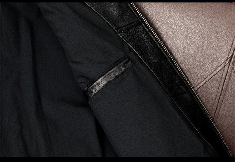 CHEJI Genuine Leather Military Biker and for and Denim Jacket Jacket, Men's Double-Breasted Jacket, Short, Simple, Cold-Weight Windproof, Thick,