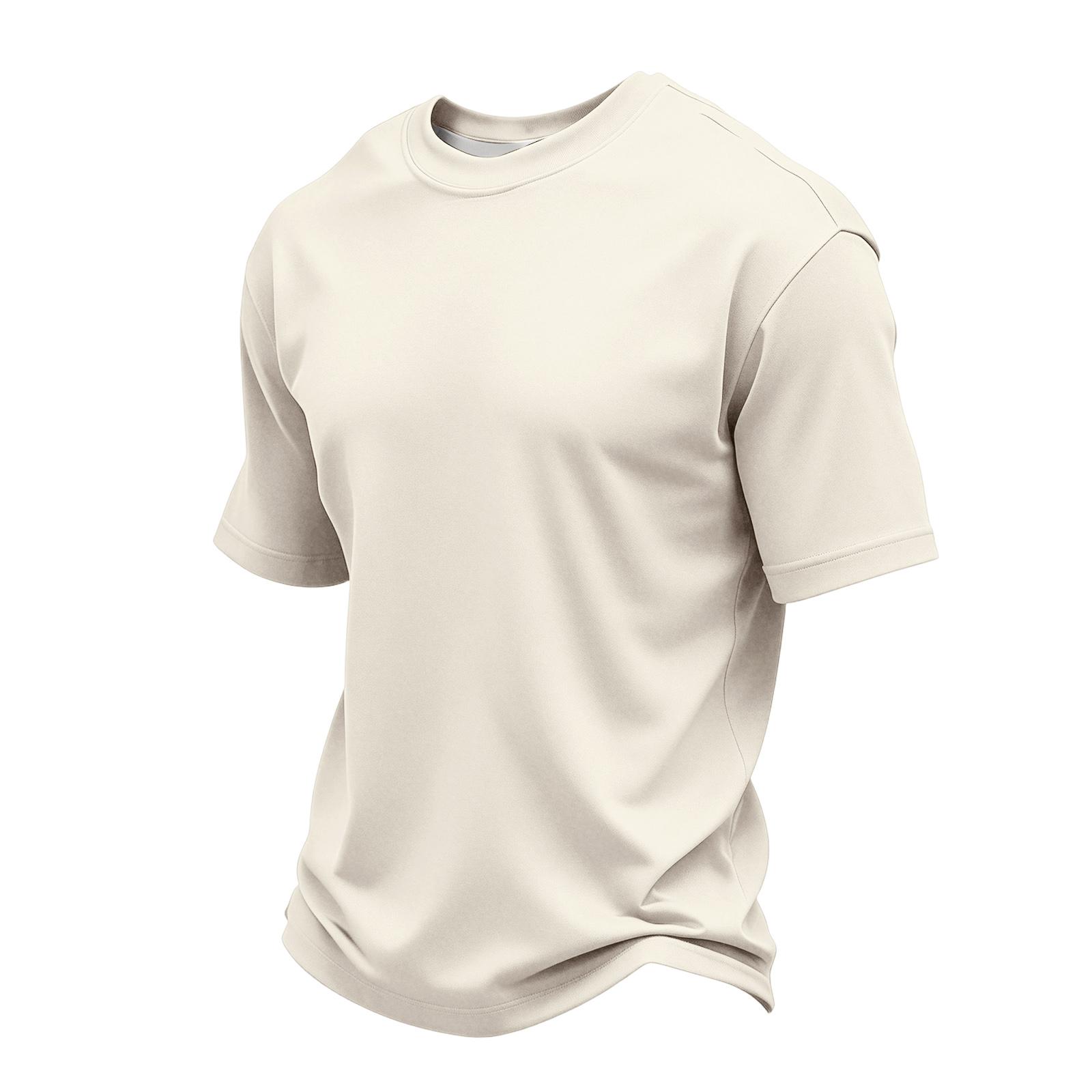 

Men’s Short Sleeve Crew Neck T-Shirt Classic Fit Soft Breathable Lightweight Basic Tee for Everyday Wear S бежевый