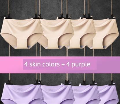 8er-Pack Nahtlose Damen Mid-Waist Einfarbige Dünne Sommer Eis Seide Slips Einteilige Sport-Slips
