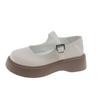 Mary Jane women's shoes 2025 new summer British small leather shoes round head one-word buckle belt thick sole shallow mouth single shoes children