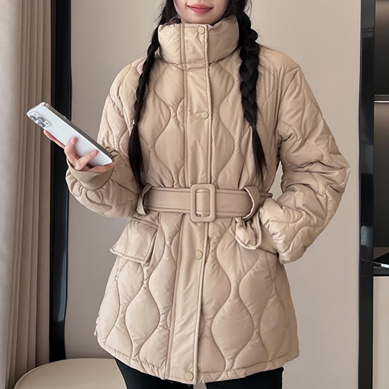 

Модные зимние женские парки с поясом, свободные, толстые, теплые куртки, женские пальто XL хаки