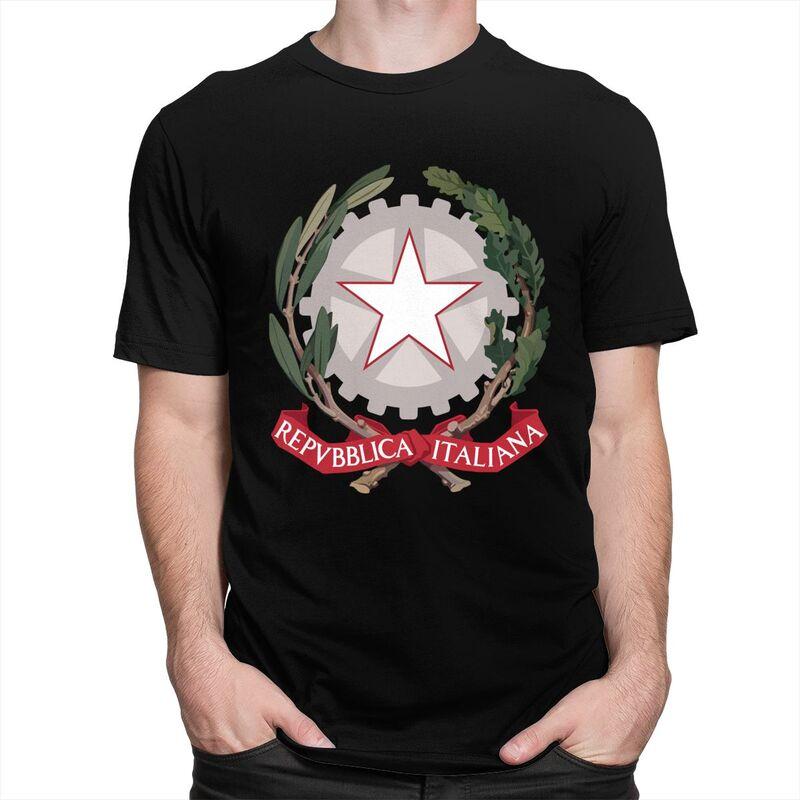 Custom Emblem Of Italy T Shirts Men 100 Cotton Tees Italian Flag Tshirt ShortSleeve Fashion Tshirt