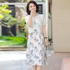Elegant Loose-Fit Chiffon Dress with Wide-Leg Skirt for Middle-Aged and Elderly Women