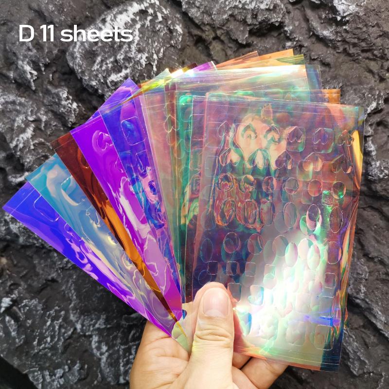 6/11 Sheets 3D Aurora Geometric Shape Ice Nail Foils Sticker Glass Paper Color Paper Nails Film Decals Cube Heart Nail Stickers