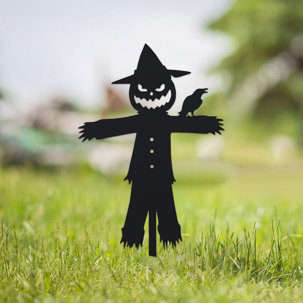 Halloween Evil Scarecrow Garden Stake - 1pc Decorative Metal Art, Silhouette Yard Art, Outdoor Fairy Theme Decor, Floor Mounted