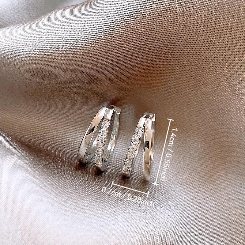 Fashionable and Simple Double-layer Earclips Women s Elegant and Luxurious Earrings, Exquisite Circular Earrings