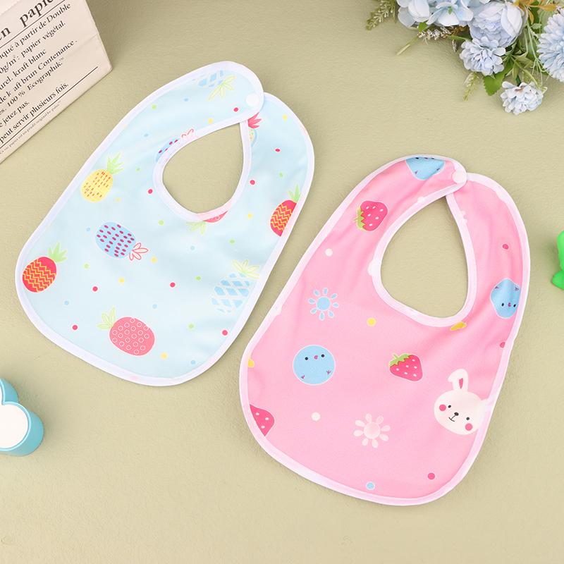 2/5Pcs Baby Cartoon Snap Waterproof Bib Super Soft Baby Bib Newborn Crystal Velvet Saliva Towel