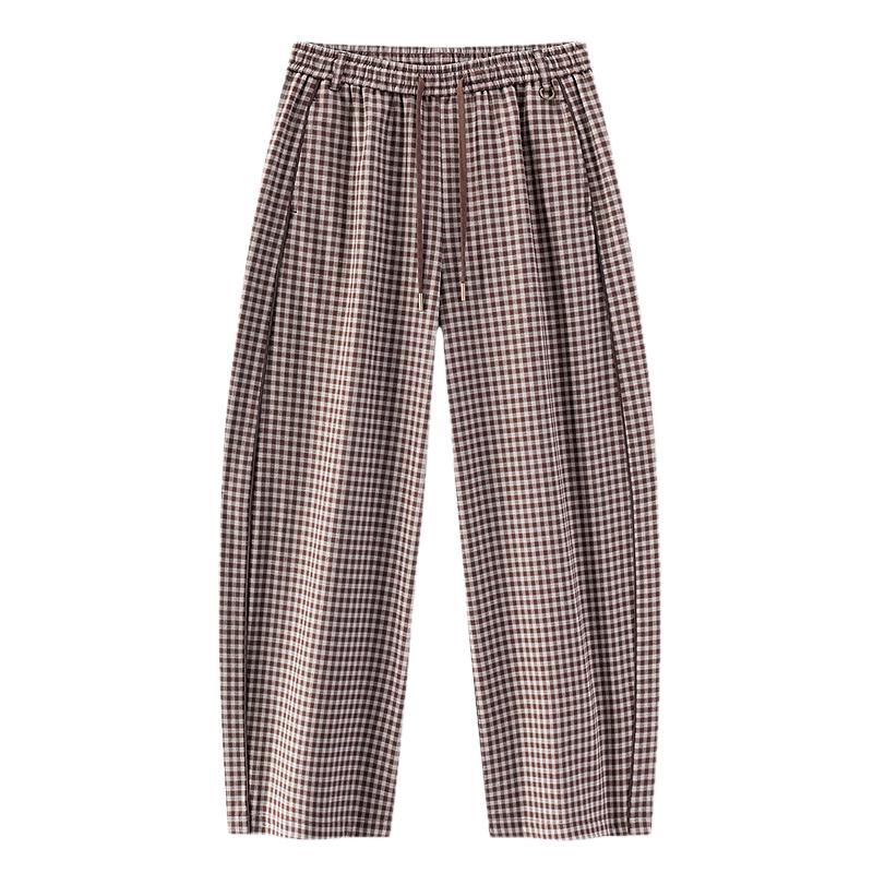Semir Women's Plaid Drawstring Wide-Leg Casual Pants