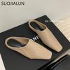 Fashion SUOJIALUN 2025 Summer New Brand Women Slipper Fashion Square Toe Slip On Ladies Elegant Mules Shoes Soft Flat Heel Casual Slides