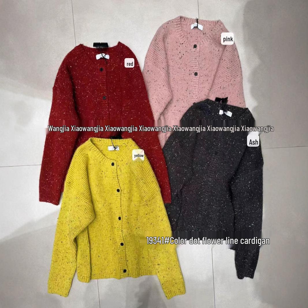 

Xiao Wang s Winter 2023 Korean Style Plus Size Casual Knitted Sweater Cardigan One Size серый