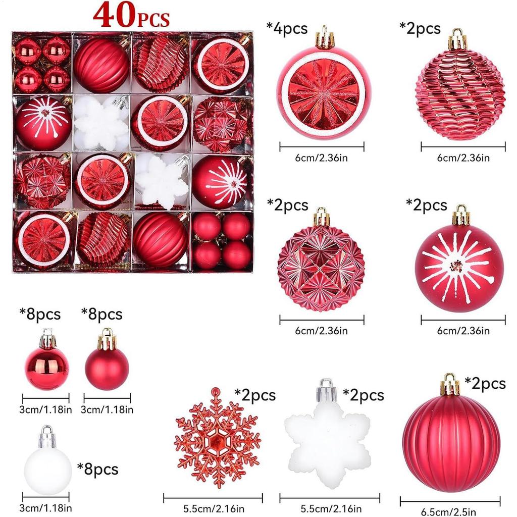 Christmas 6cm Painted Electroplated Ball Set Shatterproof Christmas Tree Decoration Ball Decorations With Hooks For Tree Indoor