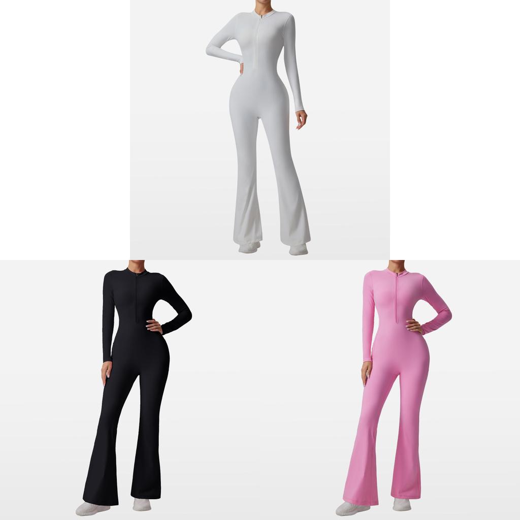 Yoga Jumpsuit With Moisturewicking Fabric Long Sleeve For Fitness And Workout