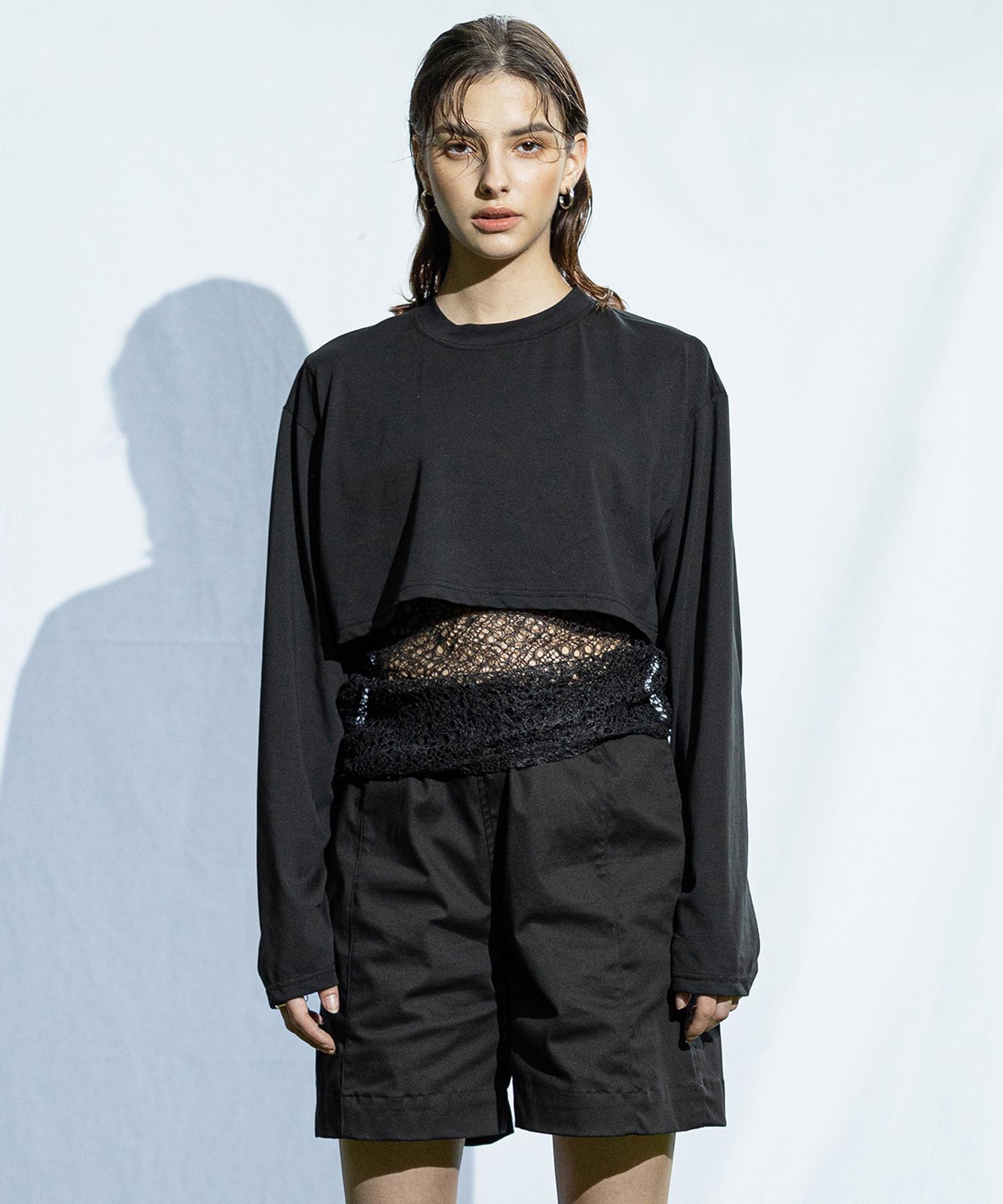 Object Museum Summer Layered Net T-Shirt Ouols001-Bk 1