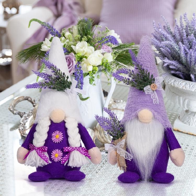 Eye Catching Lavender Gnomes Decors Handcrafts Figures for Spring and Summer