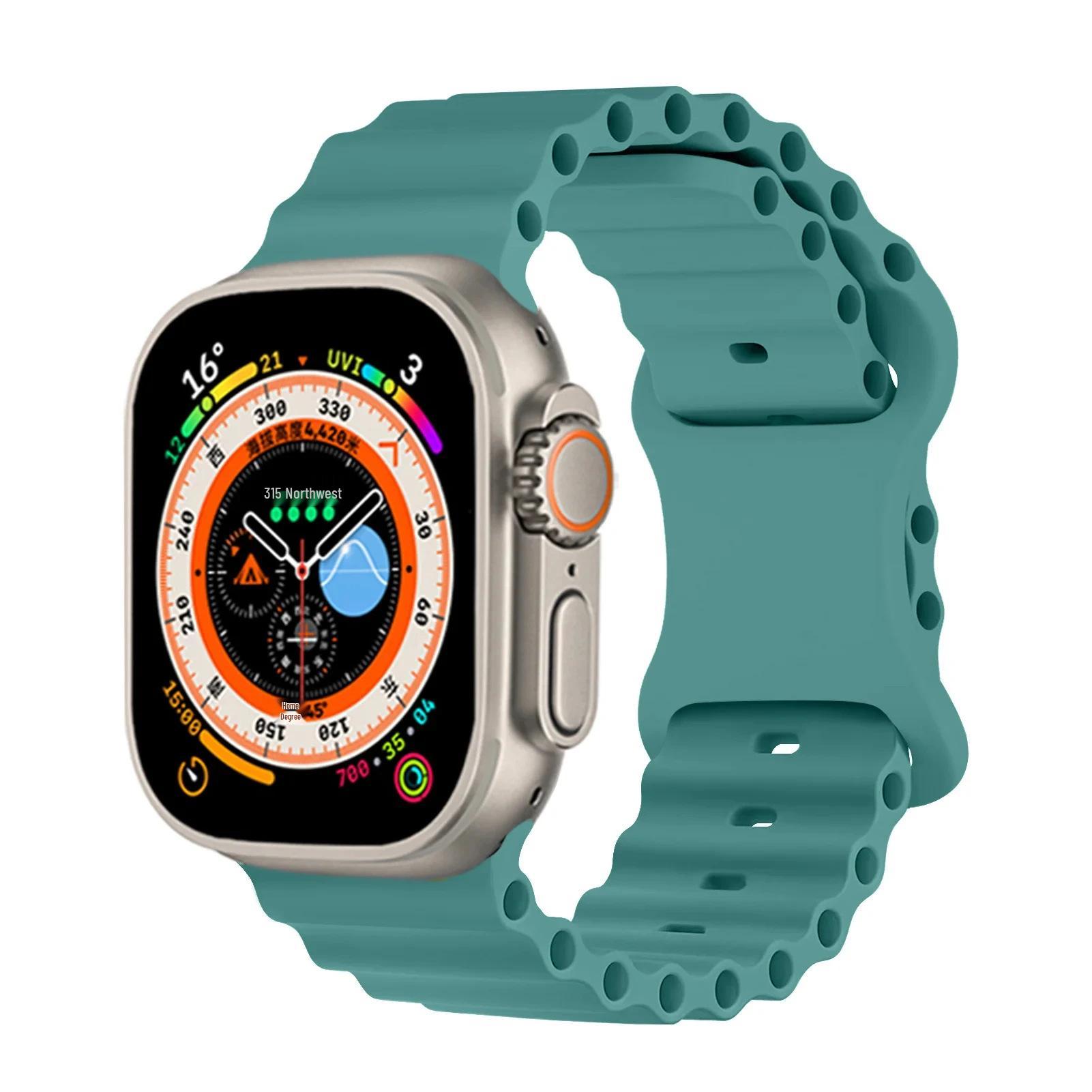 

Ocean Style Silicone Strap for Apple Watch S10/11 (4-9) with Monochrome Butterfly Buckle 38/40/41mm