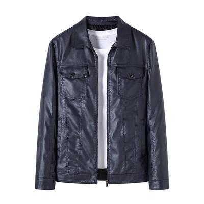 Chaqueta de Cuero Casual para Hombre de Otoño e Invierno, Fina, con Cremallera, Chaqueta de Cuero para Hombre, Chaqueta de Cuero PU de Moda