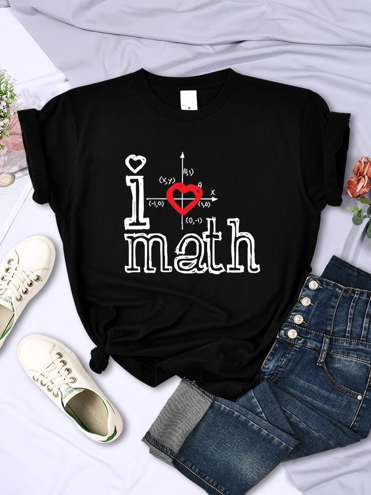 Fashion Logo I Love Math Printed Women Tshirts Casual Summer Sport Tee Clothing Creativity All-math Short Sleeve Female Tops