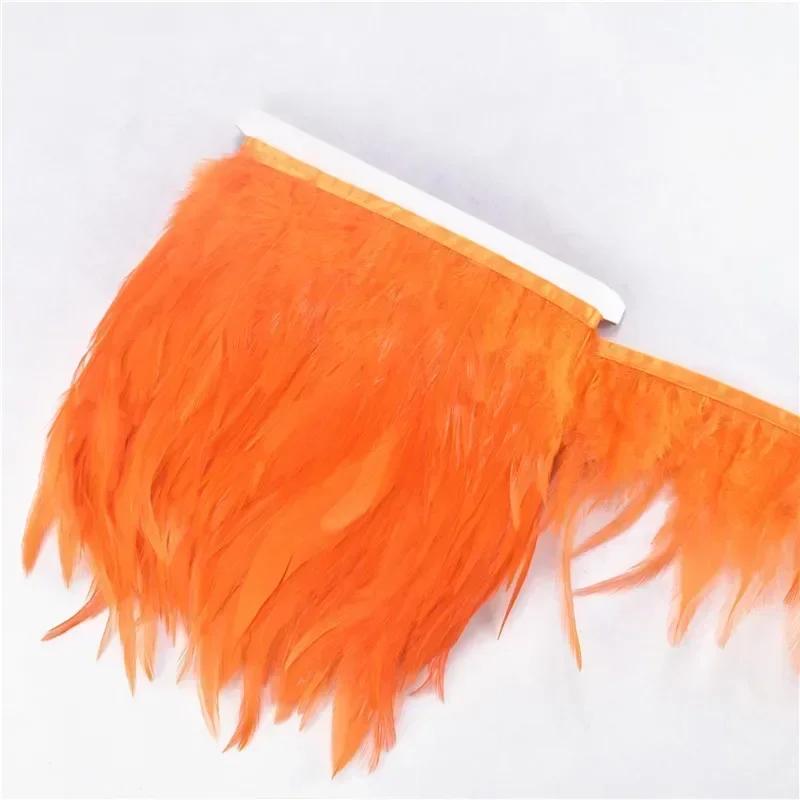 10Meters Saddle Pheasant Feathers Fringe for Clothes Ribbon Cock Feather Trim Flecos Tassel Needlework Decoration Sewing Decor