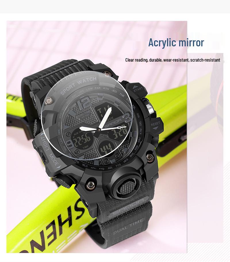 Sanda Fashion Dual Display Men's and Women's Waterproof Luminous Sports Watch