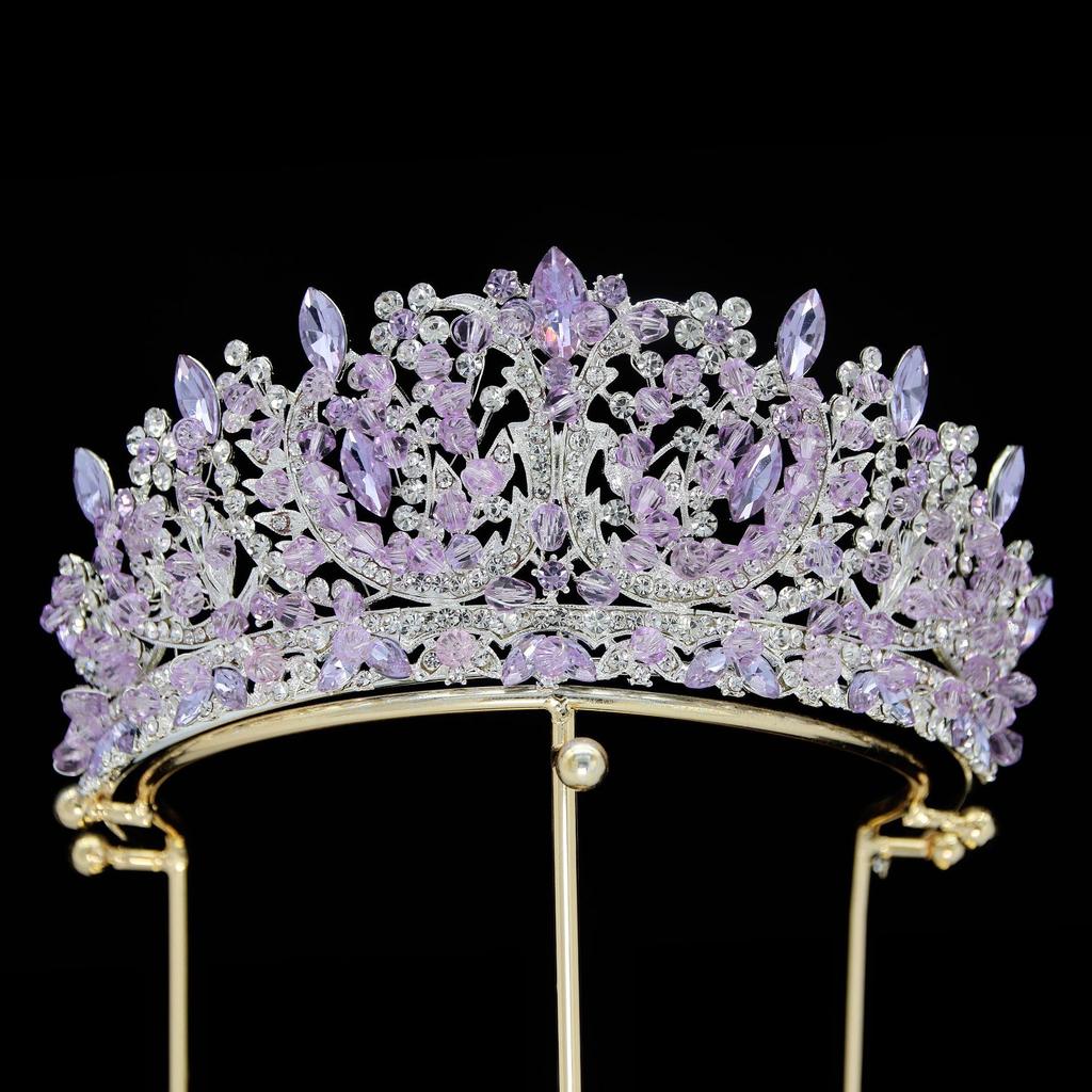 Elegant European and American Multi Color Alloy Crystal Wedding Headdress Bridal Crown