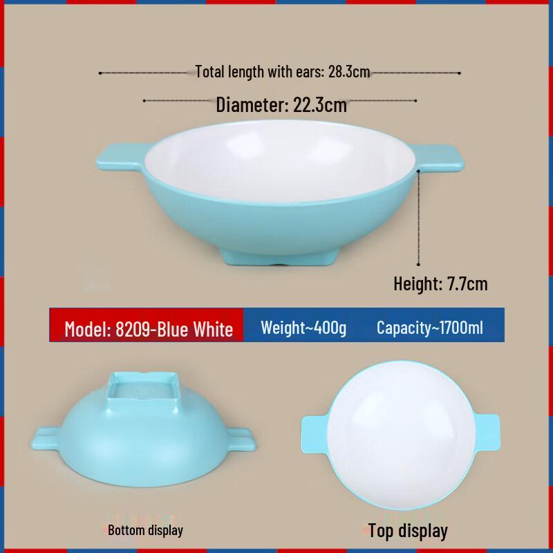 Jingbaodi 9-inch Blue-White Melamine Noodle Bowls (Set of 10)