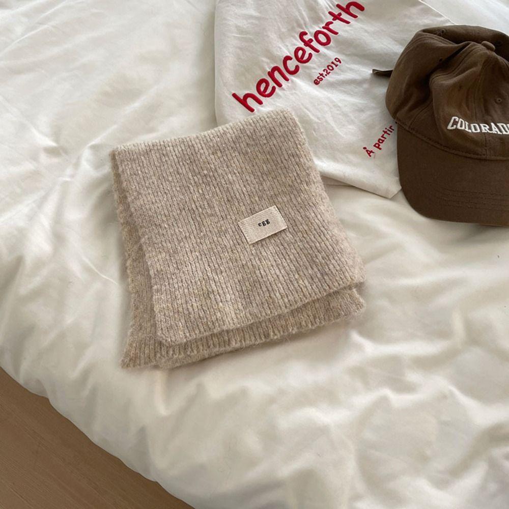 Cold Proof Solid Color Women's Woolen Scarf Thickened Woolen Knitted Warm Scarf Soft Yarn Knitted Scarf Outdoor Warm