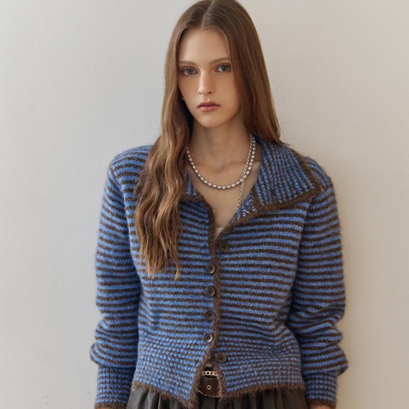 MAXZA Strickcardigan mit hohem Kragen und Streifen Ze11qd023na