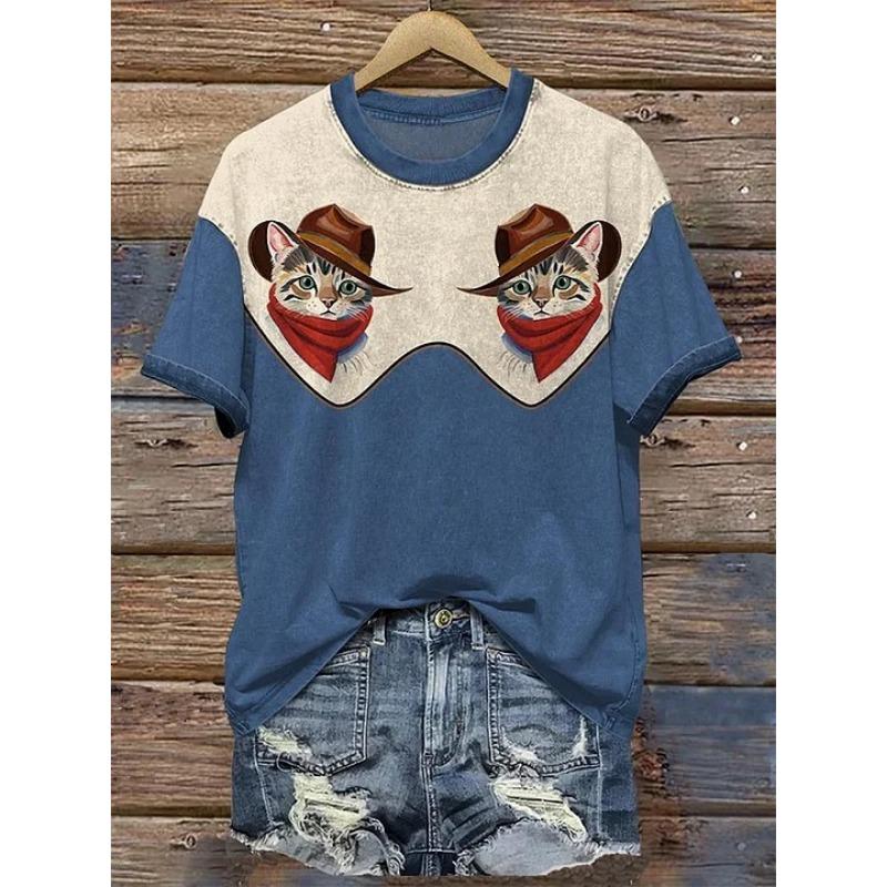 

Женская футболка с забавным принтом животных, футболки с коротким рукавом, топы, рубашки с круглым вырезом и 3D-принтом, летняя повседневная женская одежда 3XL