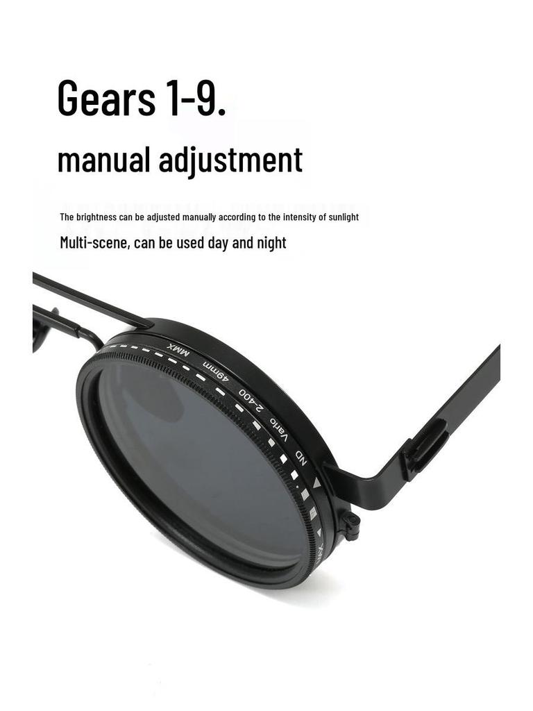 2025 Industrial Punk Style Sunglasses: New Camera ND Lens, Adjustable Multi-Level Polarizing, Prescription-Ready