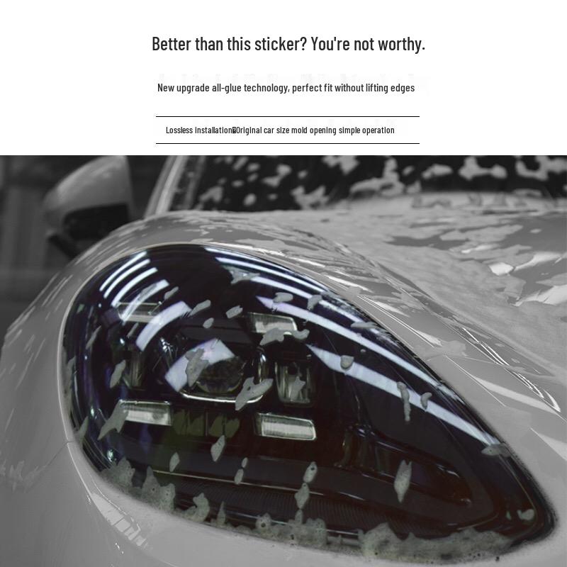 Fits Porsche Headlights & Taillights: Smoked, Light-Controlled, Photosensitive Color-Changing Film 1:1 Cut for All Series Models