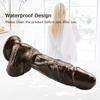 Braune große Hoden Penis Frauen Masturbation Schiebe Fake Dick Lesben realistische Dildos Erwachsene Erotik Sexspielzeug für Frauen Werkzeug