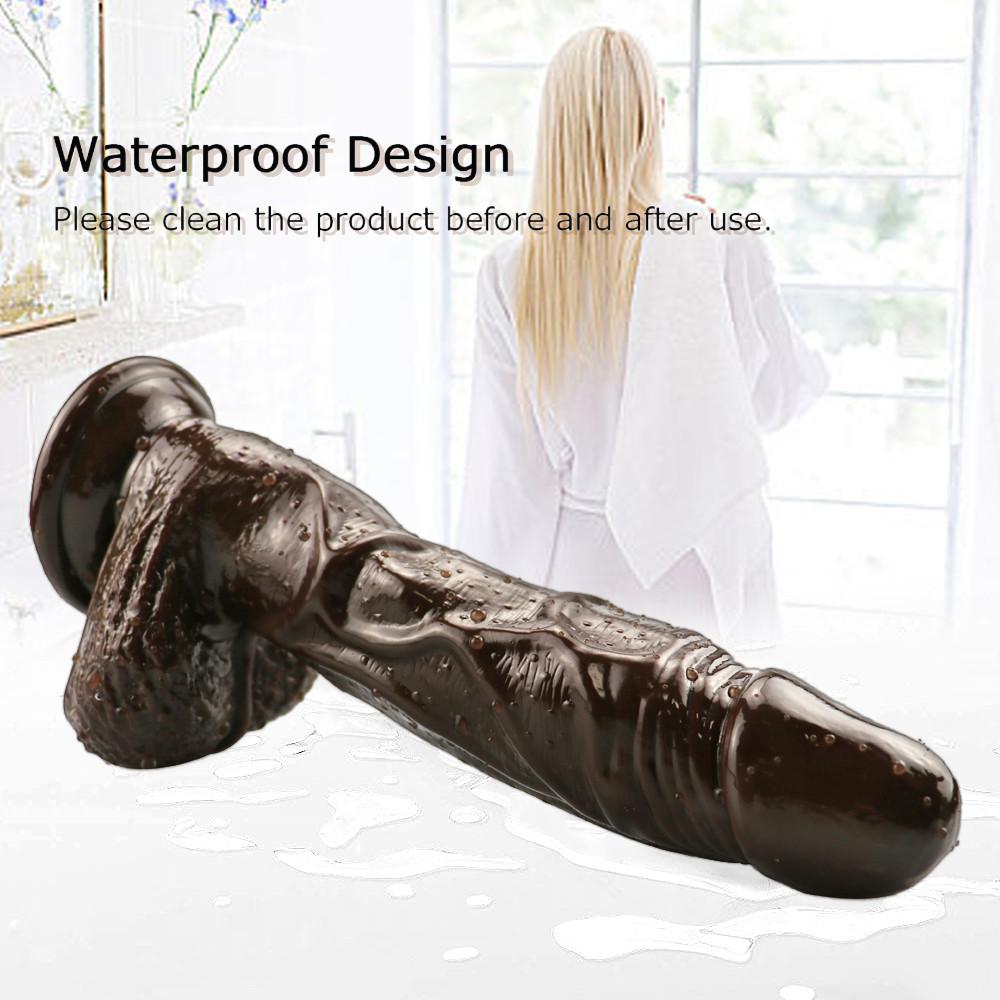 Braune große Hoden Penis Frauen Masturbation Schiebe Fake Dick Lesben realistische Dildos Erwachsene Erotik Sexspielzeug für Frauen Werkzeug
